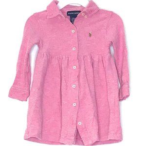 RALPH LAUREN Mesh Long-Sleeve Polo Dress 12M